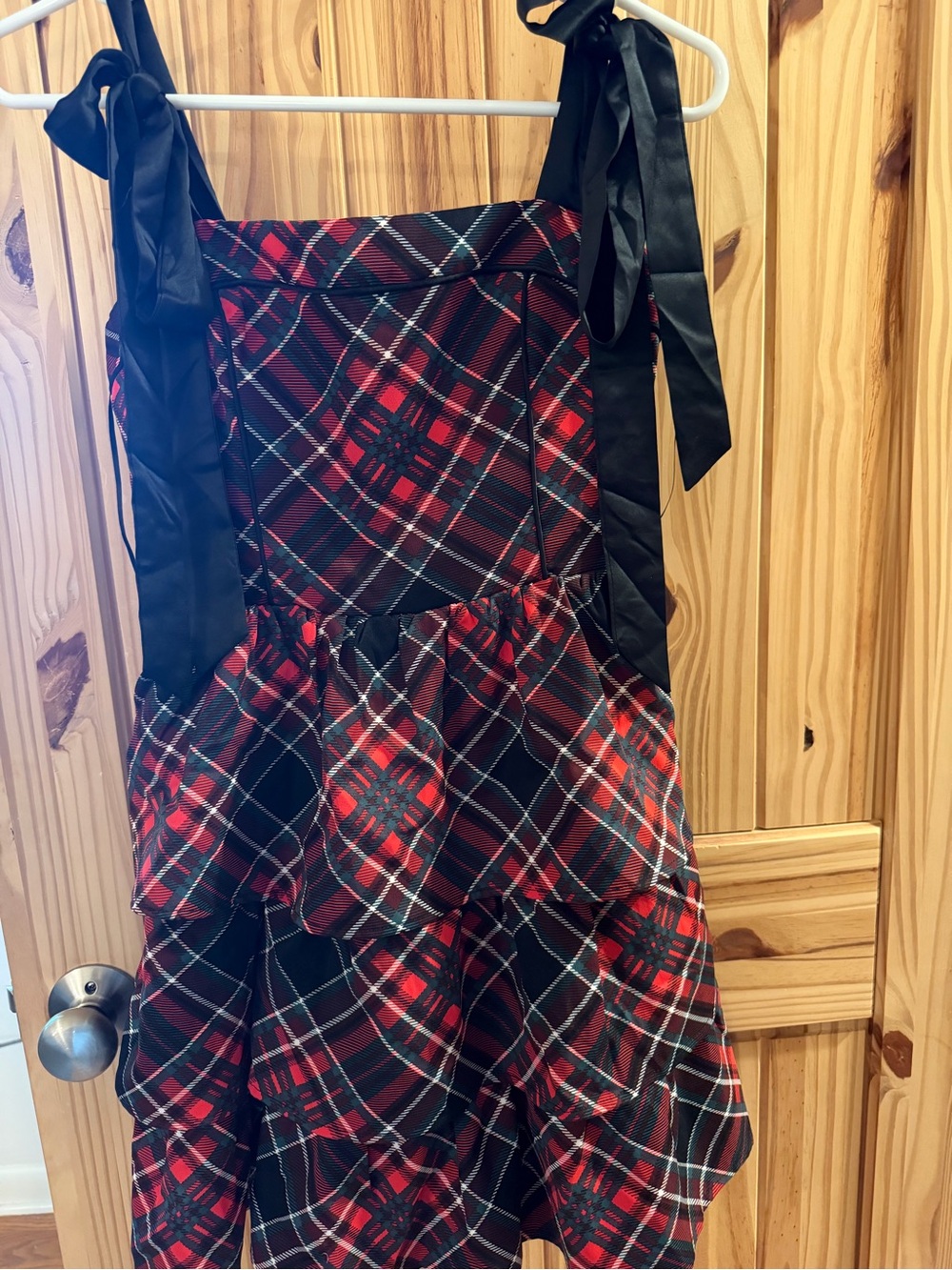 Teen/women’s red and black plaid party dress